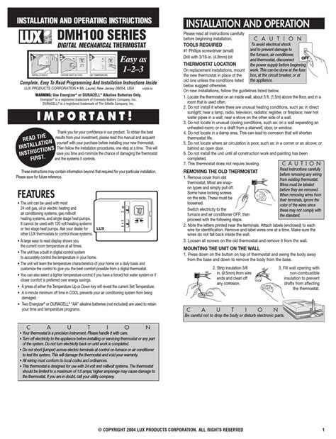 Lux-Products-DMH100-Series-Thermostat-User-Manual