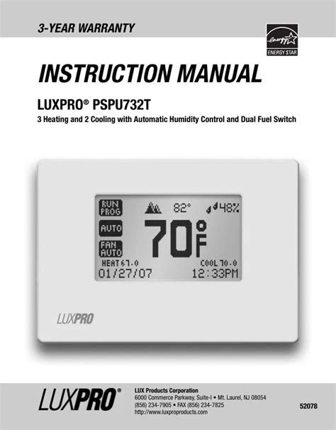 Lux-Products-PSPU732T-Thermostat-User-Manual