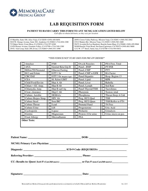 Lab Requisition form Template Latter Example Template