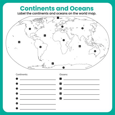 Label Continents Oceans Worksheet