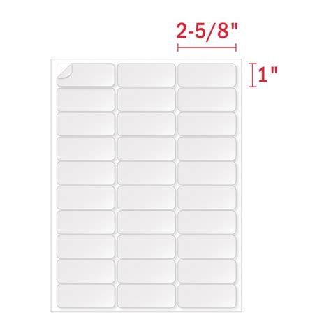 Label Template For 1 X 2 5/8