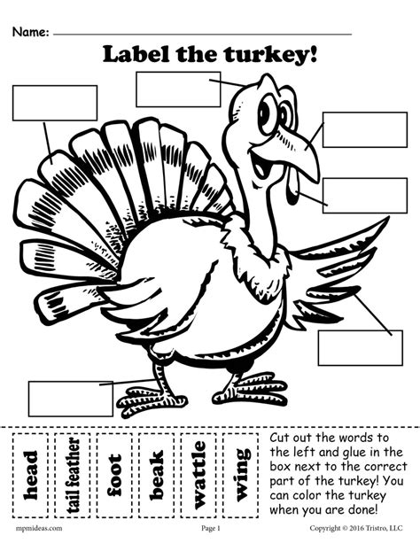 Label The Turkey Worksheet Free