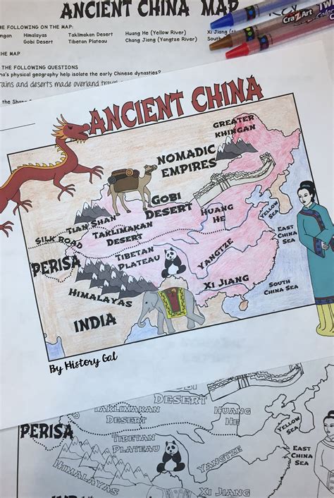 Labeled Ancient China Map Worksheet
