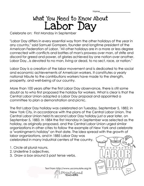 Labor Day Printable Worksheets