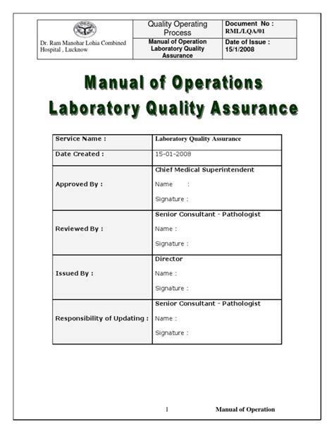 Laboratory Quality Manual Template