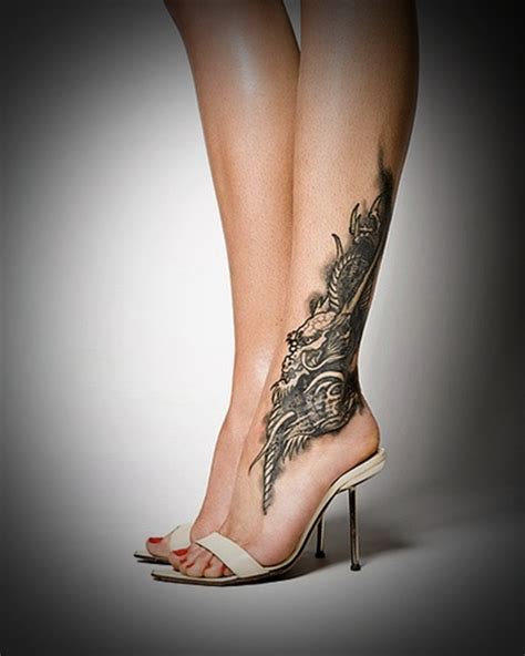 Women Tattoo Vintage Rose Leg Tattoo Ideas for Women