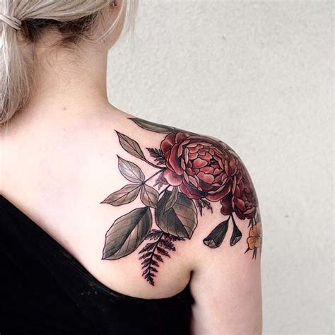 Ladies Flower Shoulder Tattoos