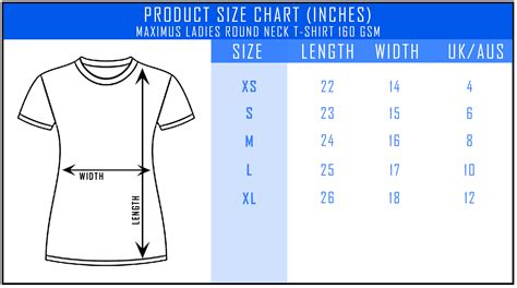 Ladies T Shirt Measurement Chart