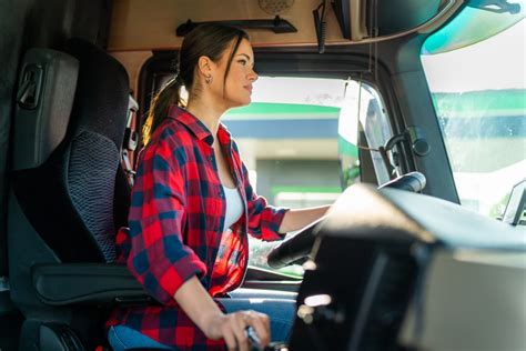 Lady trucker driving