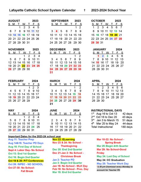 Lafayette Academic Calendar