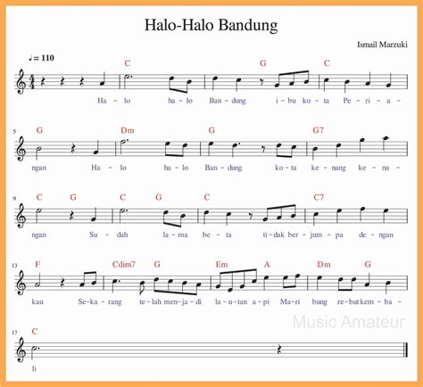 Lagu Halo-halo Bandung Menggunakan Tangga Nada