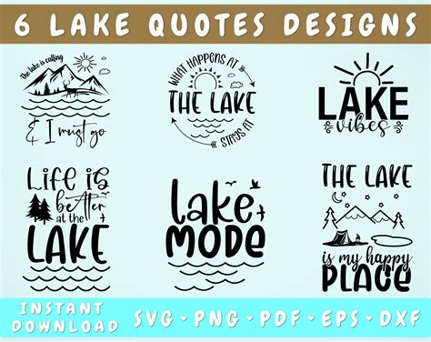 Download Lake Quotes SVG Bundle Files DXF Files