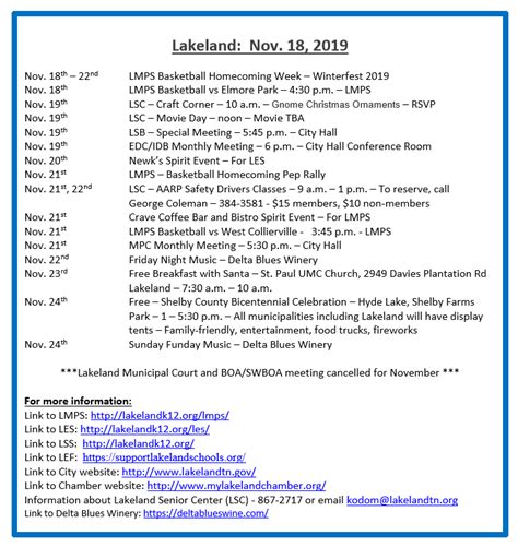Lakeland Calendar Of Events