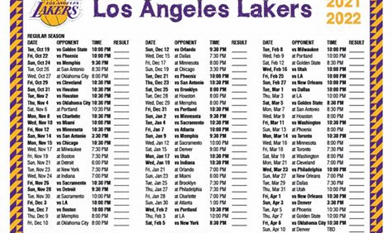 Lakers Game Schedule 2024 22