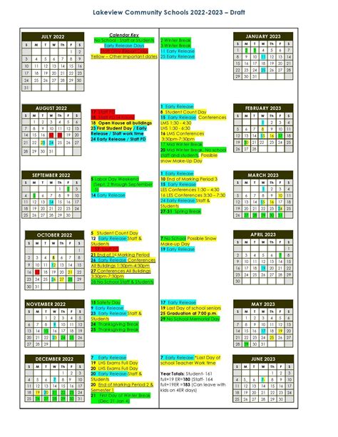 Lakeview Elementary Calendar