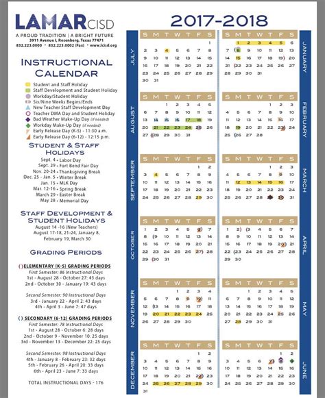 Lamar Consolidated Calendar
