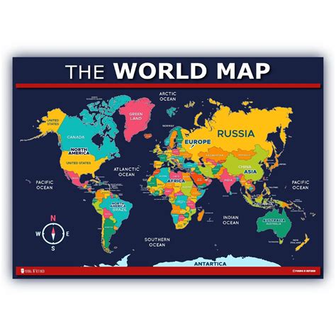 Personalized Laminated World Map For Kids Let's