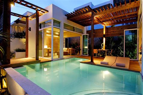 lampu kolam renang desain rumah minimalis