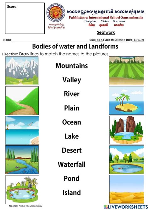 Landforms And Bodies Of Water Worksheet