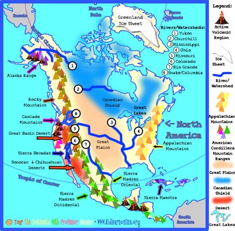 Landforms Of North America Map