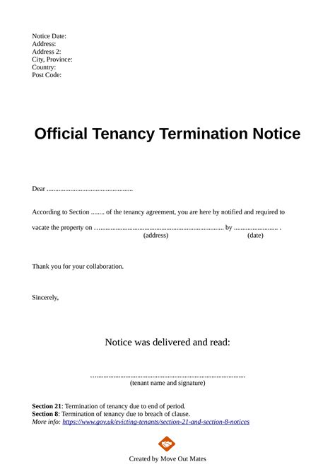Landlord End Of Tenancy Letter Template