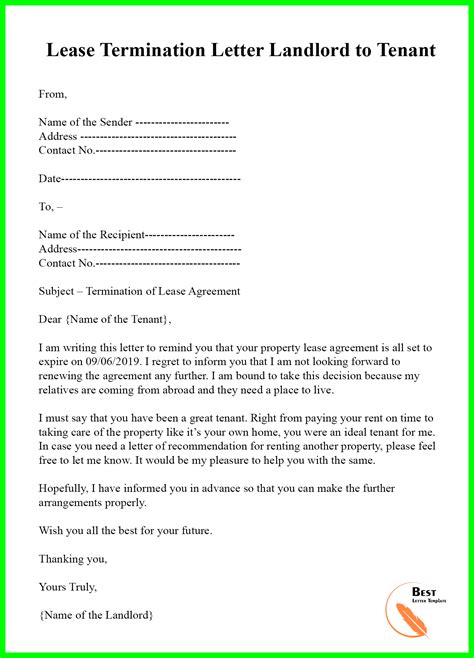 Landlord Termination Of Lease Letter Template