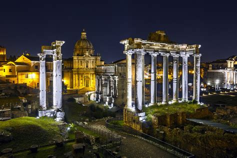 Famous Landmarks in Rome at Night