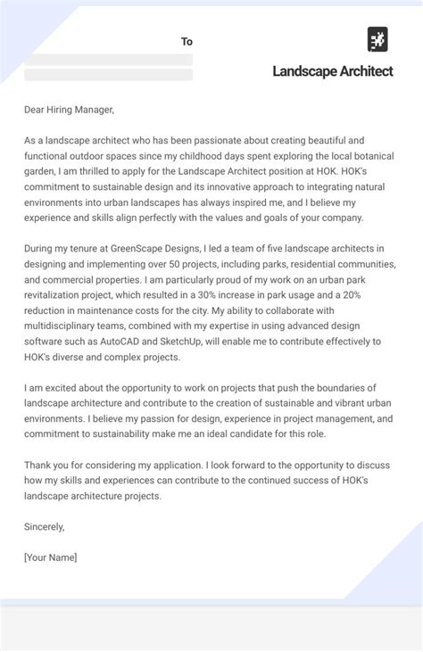 Landscape Architect Cover Letter