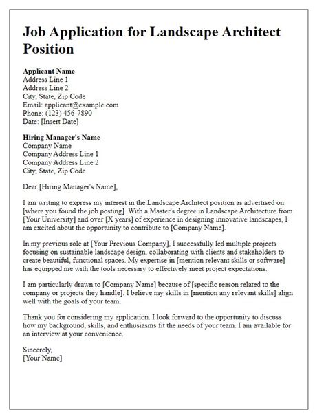 Landscape Architect Job Application