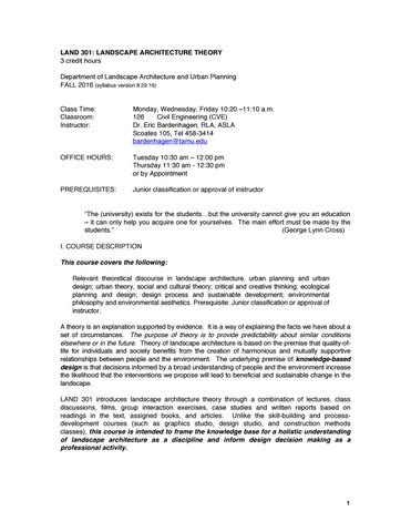 Landscape Architecture Syllabus