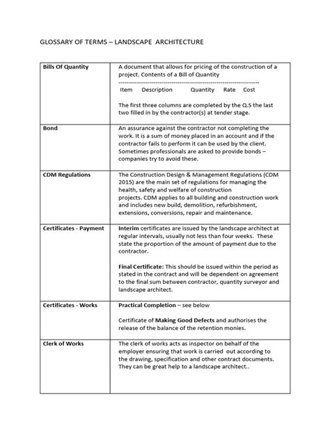 Landscape Architecture Terms And Definitions