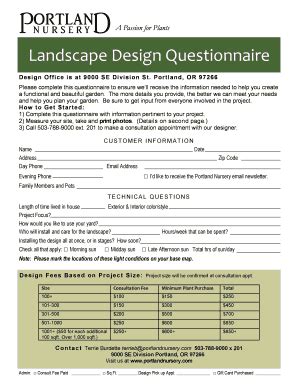 Landscape Design Questionnaire Pdf