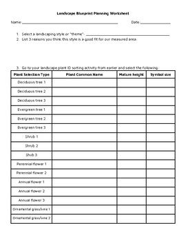 Landscape Design Worksheet