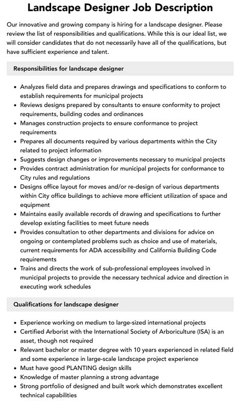 Landscape Designer Job Description