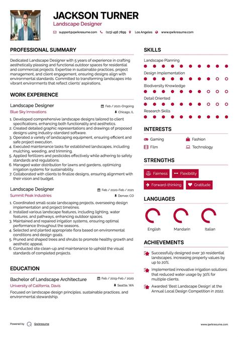 Landscape Designer Resume