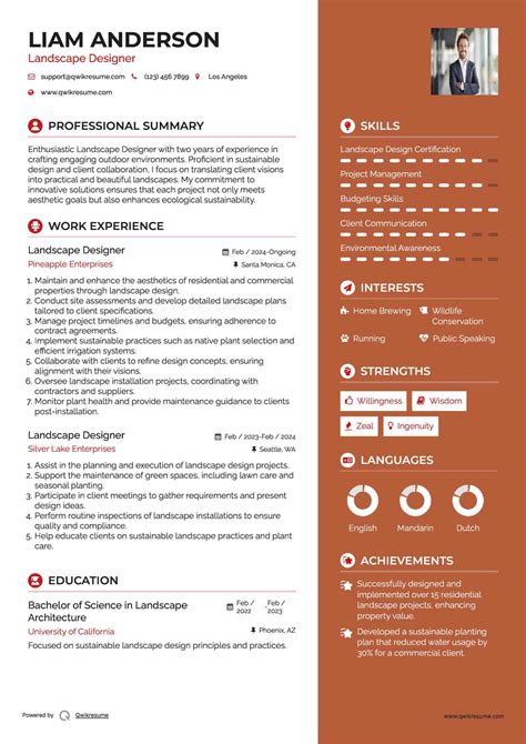 Landscape Designer Resume Sample