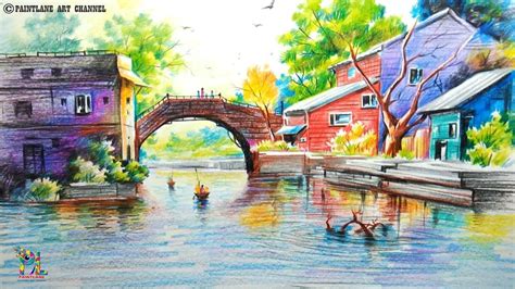 Landscape Drawing Coloured