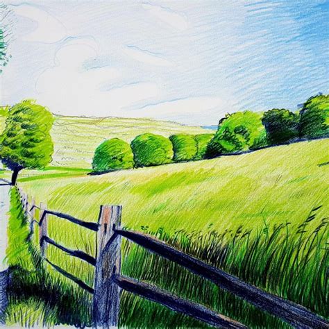 Landscape Drawing With Crayons