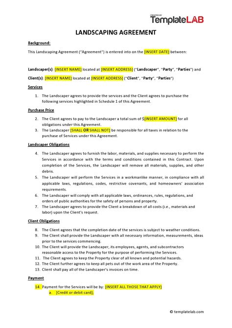 Landscape Maintenance Agreement Template