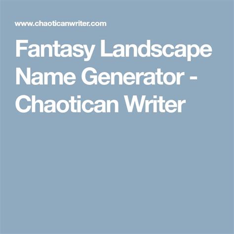 Landscape Name Generator