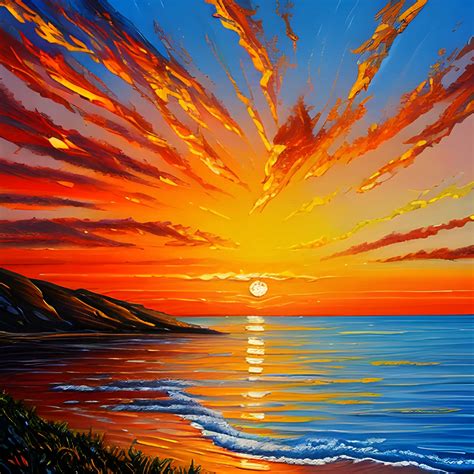 Landscape Painting Of Sunset