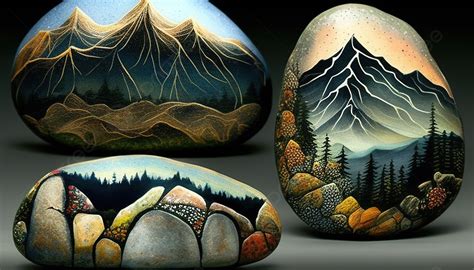 Landscape Painting On Rocks