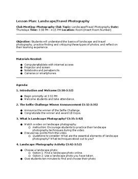 Landscape Photography Lesson Plan
