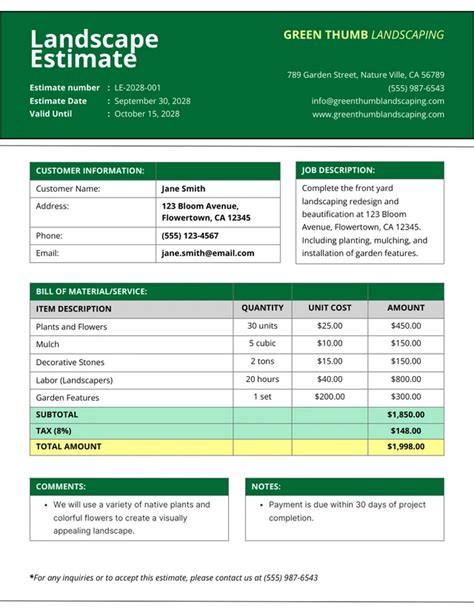 Landscape Project Estimator