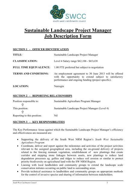 Landscape Project Manager Job Description