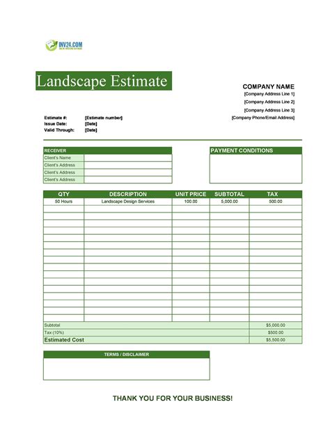 Landscape Quote Forms