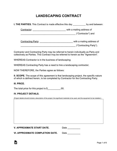 Landscape Work Contract