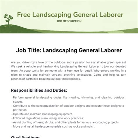 Landscaping Job Description Laborer