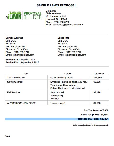 Landscaping Proposal Template