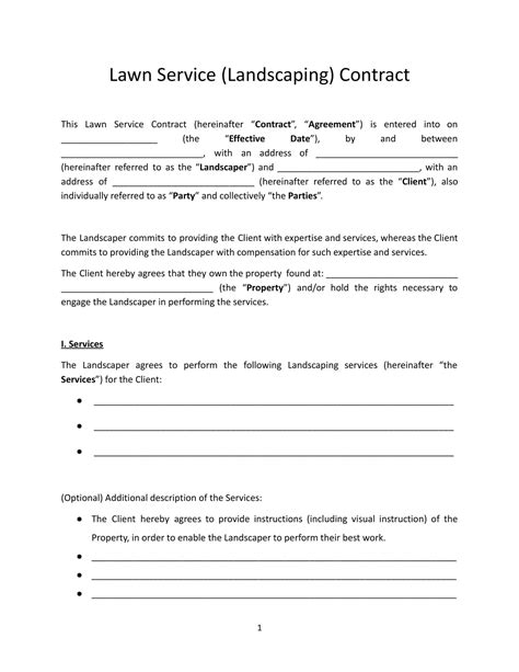 Landscaping Service Contract Template